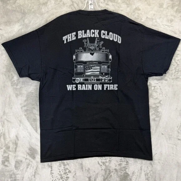 VTG Gildan MVFD Station 2 A Shift Black Cloud Firefighter Graphic T-Shirt  XL - Picture 2 of 7